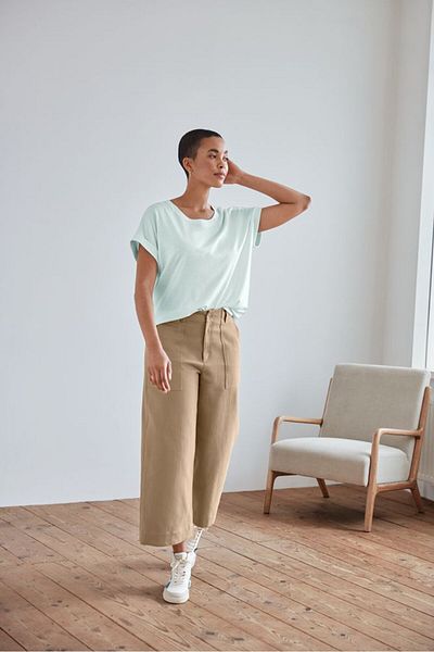 Tchibo Women Regular Fit Plain Straight Pants, Beige