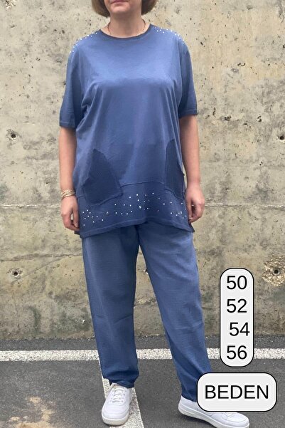 Mia Butik Plus Size Verona Indigo Linen Set