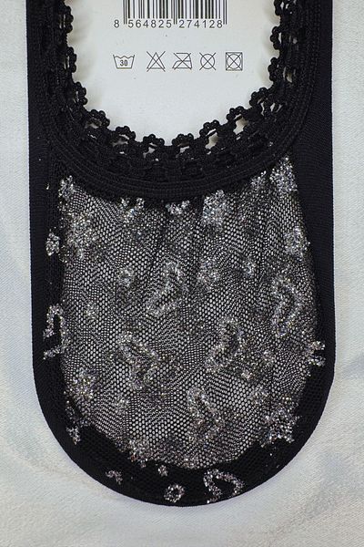 PJ & Me Silver Glitter Tiny Heart Detailed Tulle Set of 3 Women's Ballerina Socks