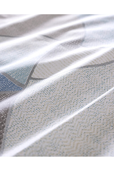 Madame Coco Achille King Size Cotton Printed Duvet Cover Set - Turquoise