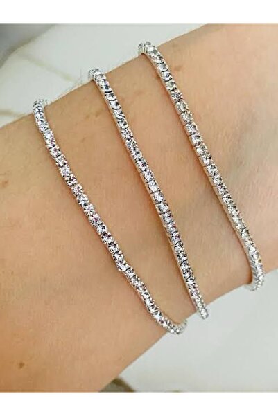 İD ACCESSORİES 3 قطع من سوار الممر المائي المرن بحجر الزركون