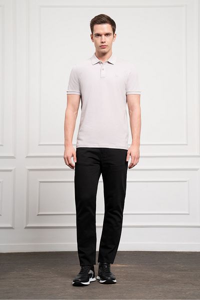 Morven Tricou pentru bărbați, gri de bază, cu gât polo, cu potrivire dinamică