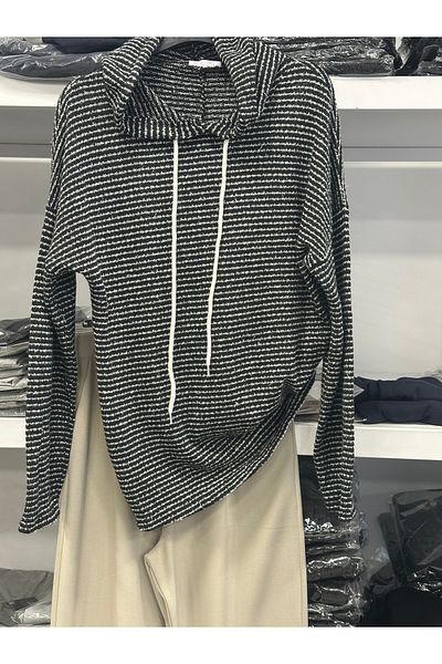 mor butik MOR BUTIK HANORAC DE DAMA DETALIAT TRicotat negru