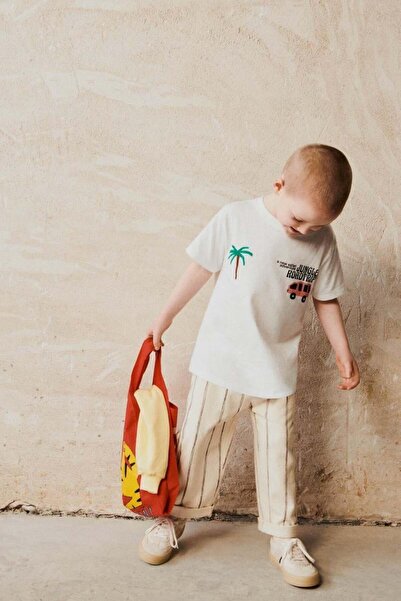Lolliboomkids Jungle Safari Printed Boys T-Shirt and Striped Pants Set - Comfortable and Stylish Combination