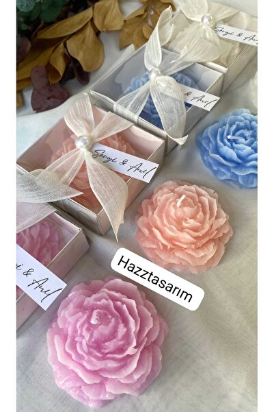 hazztasarım HAZZ TASARIM Söz Nişan Düğün Için Hediyelik Kokulu Şakayık Gül 6 ...