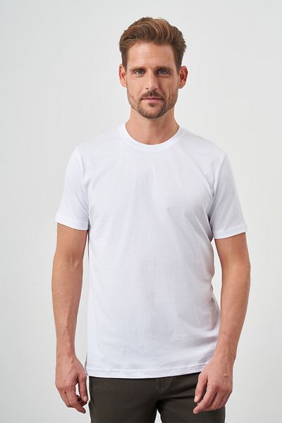 Morven Men's White Basic Crew Neck Dynamic Fit Relaxed Fit T-Shirt