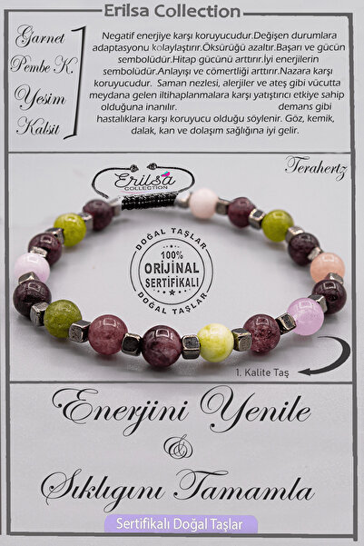 Erilsa AAA + جودة تيراهيرتز الكوارتز اليشم الكالسيت سوار الطاقة