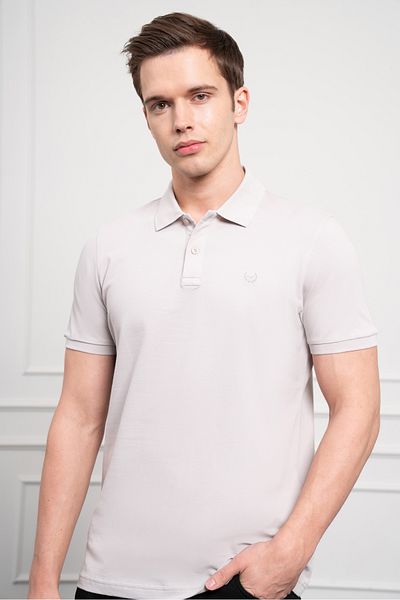 Morven Tricou pentru bărbați, gri de bază, cu gât polo, cu potrivire dinamică