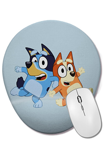 BASKI DÜNYASI Танцовият модел е забавен Bluey Bilek Destekli Oval Mouse Pad
