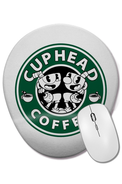BASKI DÜNYASI Εξειδικευμένο οβάλ ποντίκι με υποστήριξη καρπού Coffee Cuphead