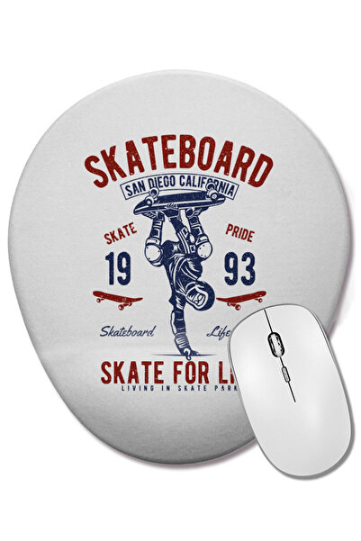 BASKI DÜNYASI Mouse Pad oval Retro Skate For Life cu suport pentru încheietura mâinii
