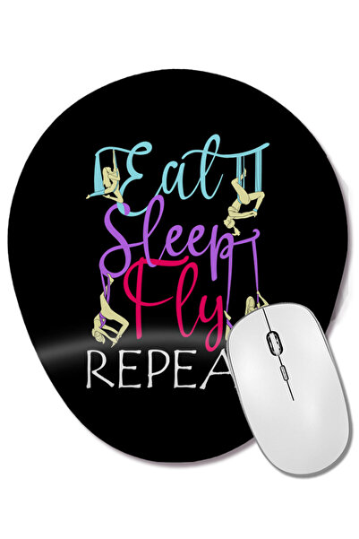 BASKI DÜNYASI Eat Sleep Fly Repeat Covoraș de mouse oval cu suport pentru înc...