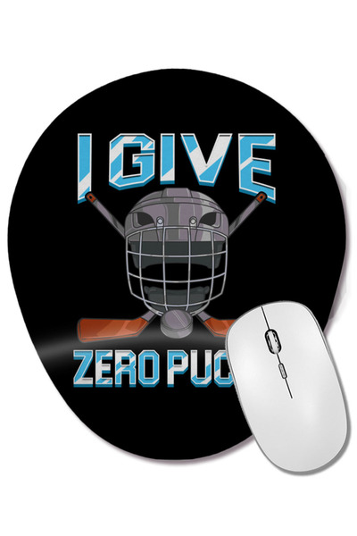 BASKI DÜNYASI Mouse Pad oval cu suport pentru încheietura mâinii, cu joc de cuvinte sarcasnic despre jucător de hochei, cu fraza „I Give Zero Pucks”