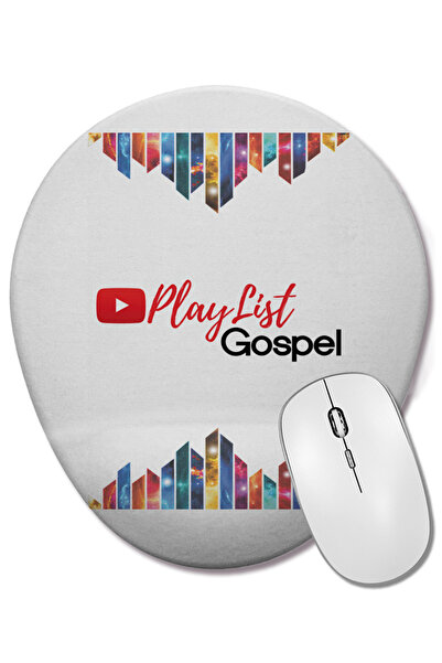 BASKI DÜNYASI Playlist Gospel 1 Mouse Pad oval cu suport pentru încheietura mâinii