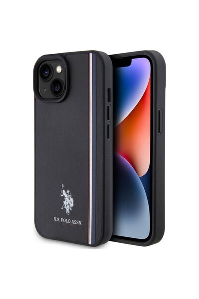 U.S. Polo Assn. Apple Iphone 15 Uyumlu Kılıf Lisanslı Üç Renk Şerit Tasarımlı...