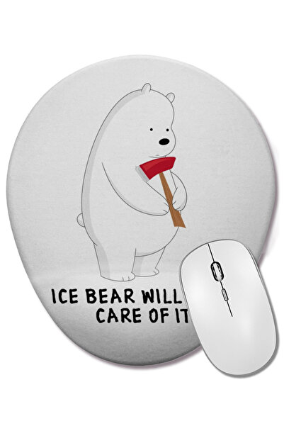 BASKI DÜNYASI Mouse Pad oval We Bare Bears Ice Bear cu suport pentru încheiet...