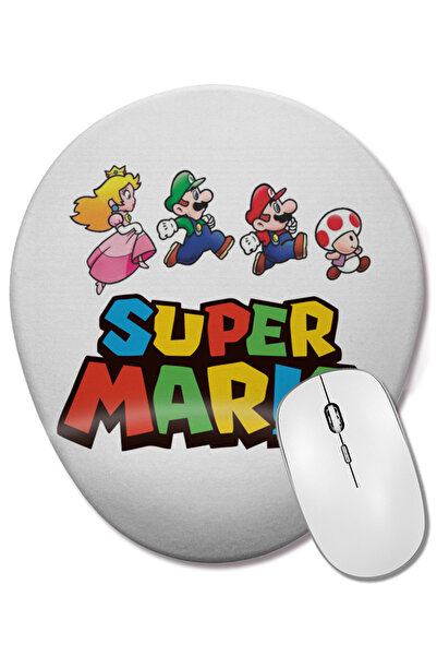 BASKI DÜNYASI Mouse Pad oval Super Mario Atari 01 cu suport pentru încheietur...