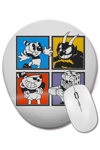 BASKI DÜNYASI Підставка для миші Cuphead Characters Bilek Destekli Oval Mouse...