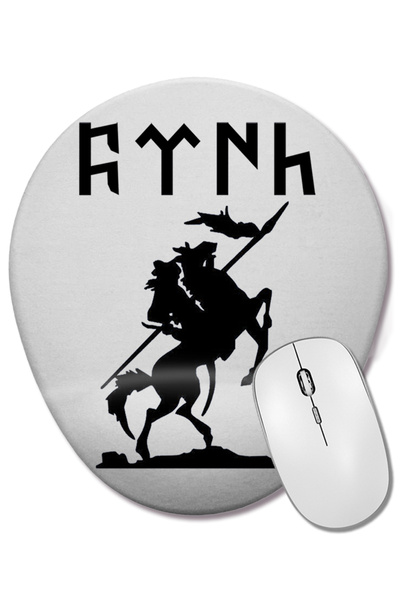 BASKI DÜNYASI Göktürk Alphabet Tuğ Wrist Supported Oval Mouse Pad