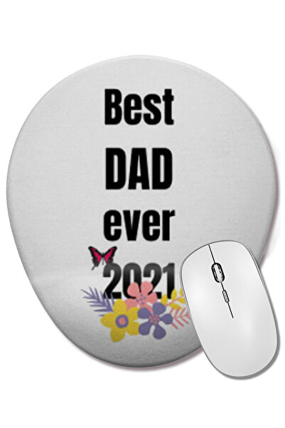 BASKI DÜNYASI BEST DAD EVER PAPA Mouse Pad oval cu suport pentru încheietura ...