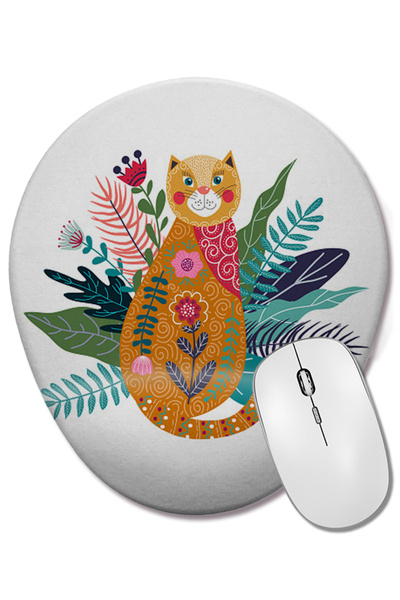 BASKI DÜNYASI Mouse Pad oval cu pisică drăguță Ginger, cu suport pentru înche...
