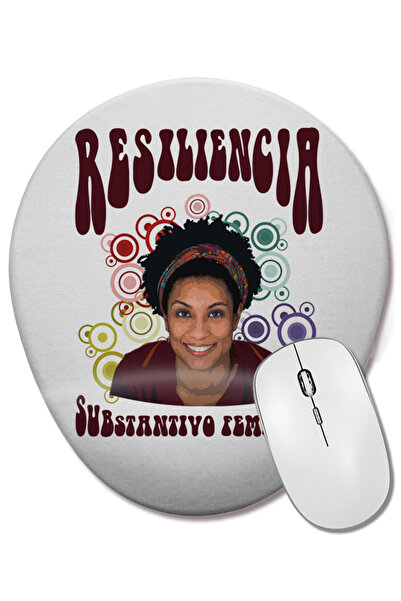 BASKI DÜNYASI Resiliencia Marielle Franco Oval Mouse Pad with Wrist Support