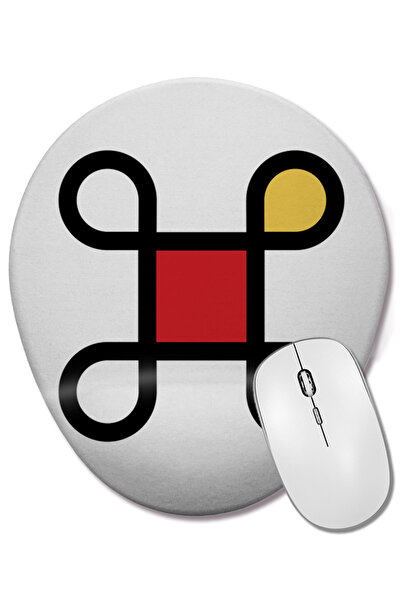 BASKI DÜNYASI Mondrian in Command Οβάλ ποντίκι με υποστήριξη καρπού