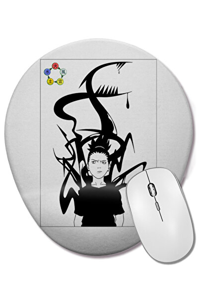 BASKI DÜNYASI Mouse Pad oval Shikamaru Naruto cu suport pentru încheietura mâ...