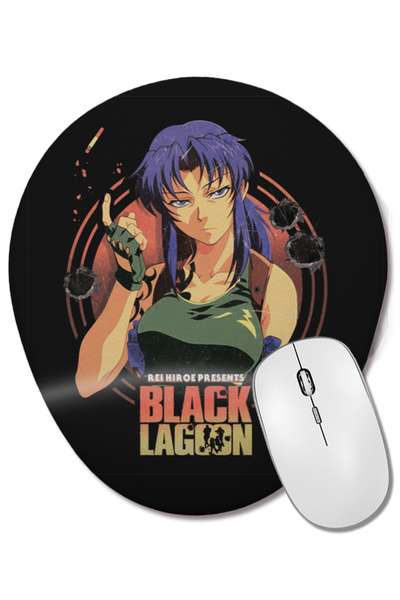 BASKI DÜNYASI Mouse Pad oval Black Lagoon cu suport pentru încheietura mâinii