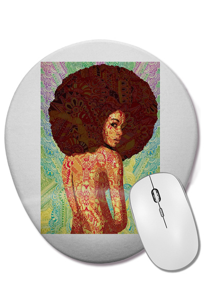 BASKI DÜNYASI Mouse Pad oval Negra Mandala cu suport pentru încheietura mâinii