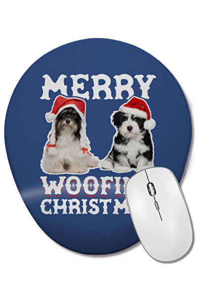BASKI DÜNYASI Merry Woofing Christmas Dogs Οβάλ ποντίκι με υποστήριξη καρπού