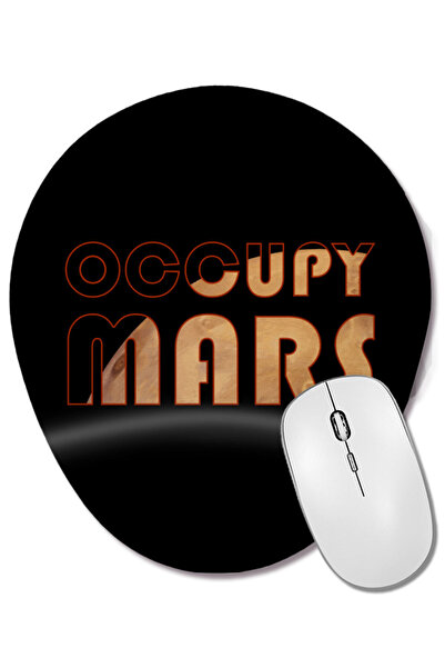 BASKI DÜNYASI Mars Occupy Mars Text με οβάλ ποντίκι με υποστήριξη καρπού σε σ...