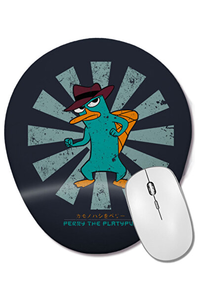 BASKI DÜNYASI Mouse Pad oval retro japonez Perry The Platypus cu suport pentr...