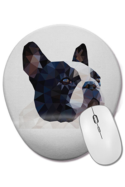 BASKI DÜNYASI Mouse Pad oval cu suport pentru încheietura mâinii, câine Bulld...