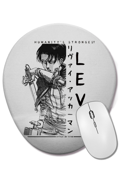 BASKI DÜNYASI Mouse Pad oval Captain Levi Attack On Titan Shingeki No Kyojin ...
