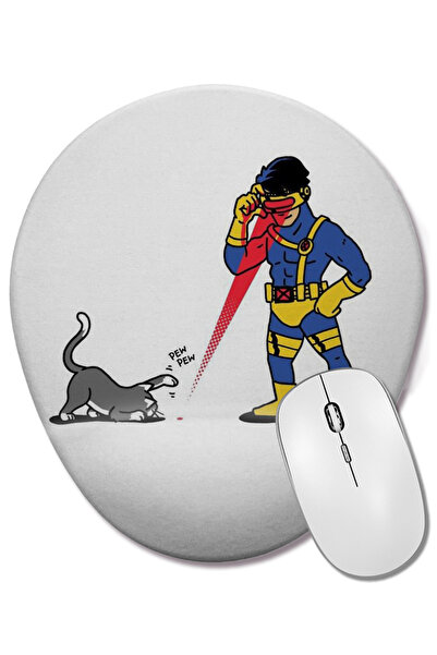 BASKI DÜNYASI Lasers And Cats Οβάλ ποντίκι με υποστήριξη καρπού για γάτες