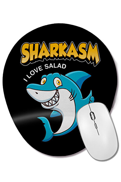 BASKI DÜNYASI Funny Sharkasm I Love Salad Shark Sarcasm Pun Οβάλ ποντικοπλατσ...