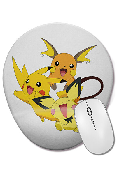 BASKI DÜNYASI Raichu Pokemon Go Pikachu Mouse Pad oval cu suport pentru înche...