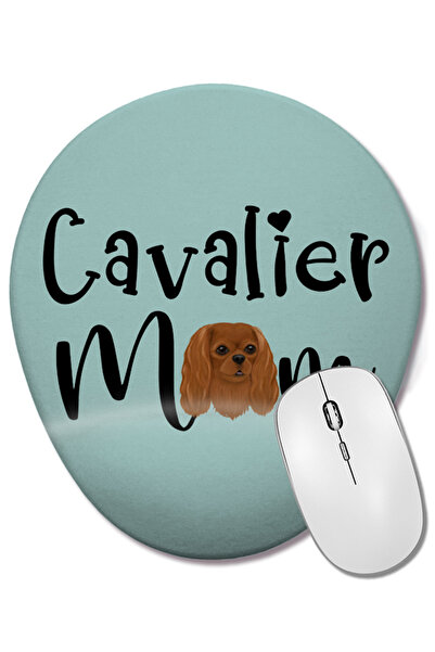 BASKI DÜNYASI Ruby Cavalier King Charles Spaniel Mom Mouse Pad oval cu suport pentru încheietura mâinii