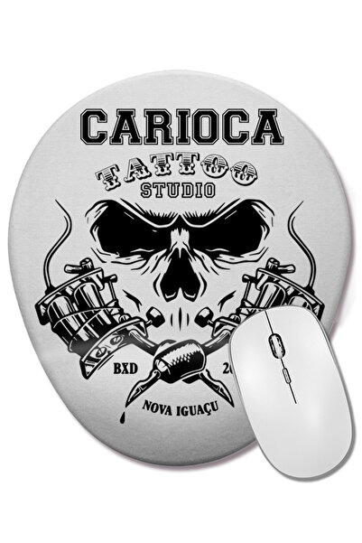 BASKI DÜNYASI Mouse Pad oval oficial Carioca Tattoo Studio cu suport pentru î...