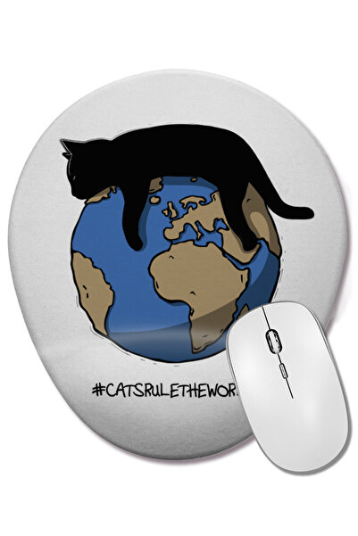 BASKI DÜNYASI Cats Rule The World Mouse Pad oval cu suport pentru încheietura...
