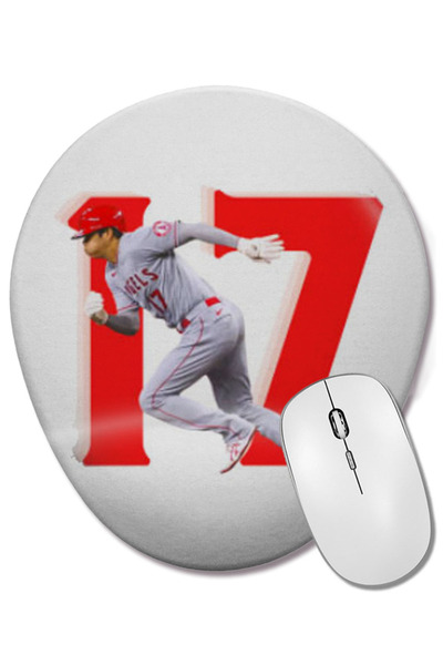 BASKI DÜNYASI Shohei Ohtani Art 17 Mouse Pad oval cu suport pentru încheietura mâinii