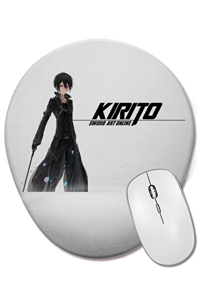BASKI DÜNYASI Sword Art Online Kirito Kirigaya Kazuto Mouse Pad oval cu supor...