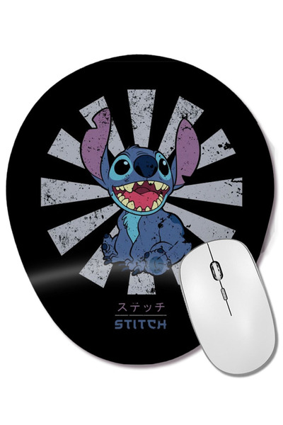 BASKI DÜNYASI Lilo & Stich Retro Japanese Bilek Destekli Oval Mouse Pad