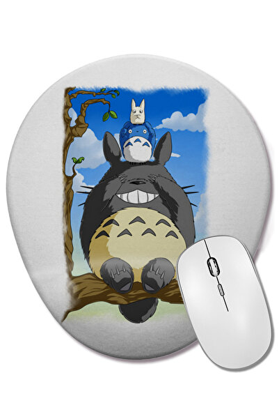BASKI DÜNYASI Totoro 02 Mouse Pad oval cu suport pentru încheietura mâinii