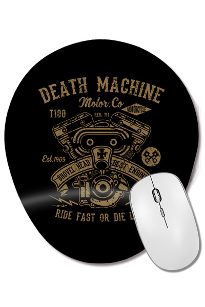 BASKI DÜNYASI Engine Death Machine Ride Fast or Die Last Wrist Supported Oval Mouse Pad
