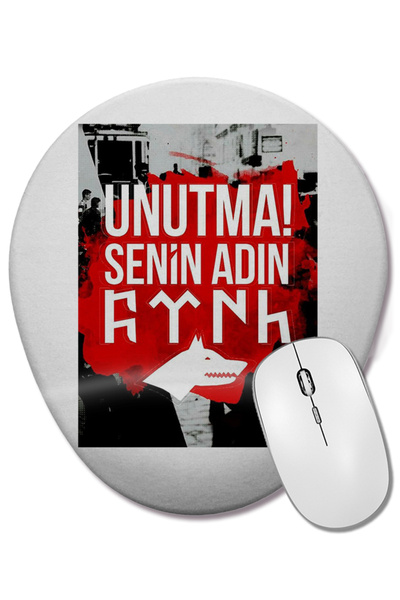 BASKI DÜNYASI Don'T Forget Your Name Turkish Oval Mouse Pad with Wrist Support