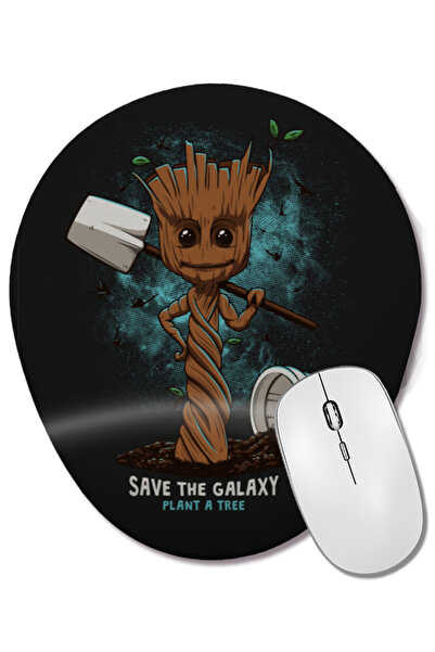 BASKI DÜNYASI Mouse Pad oval Baby Groot Plant A Tree cu suport pentru încheie...