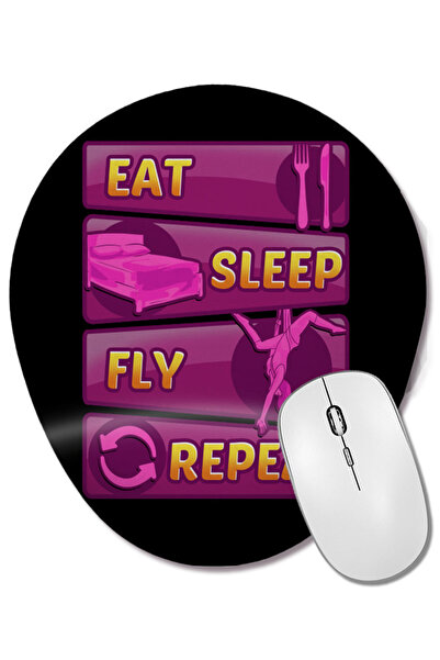 BASKI DÜNYASI Eat Sleep Fly Repeat Covoraș de mouse oval cu suport pentru înc...