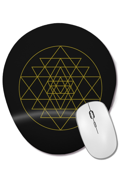 BASKI DÜNYASI Mouse Pad oval clasic Sri Yantra cu suport pentru încheietura mâinii